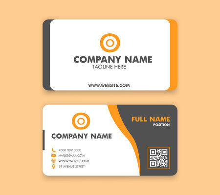 Clean Business Card Template Design Contact Address QR Code Details Layoutのイラスト素材