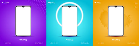 Smartphone Digital Social Media Mockup Set Product Marketing Campaign Templateのイラスト素材