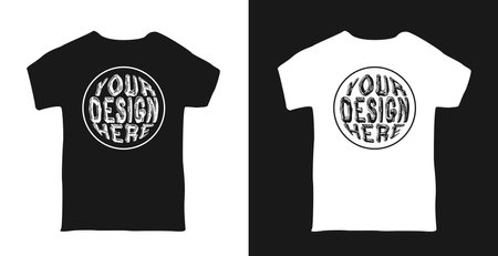 Black White Flat T-Shirt Mockup Clothing Apparel Templateのイラスト素材