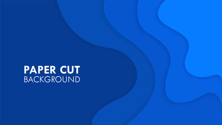 Blue Vibrant Paper Cut Liquid Abstract Backgroundのイラスト素材