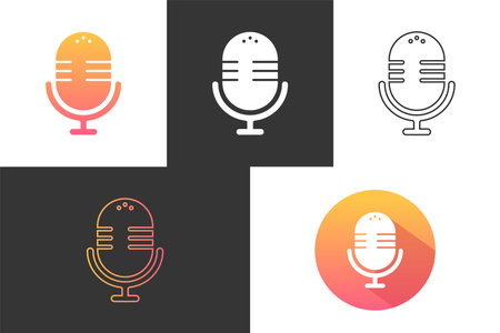 Music Recording Studio Mic Colorful Icon Logo Vector Illustration Setのイラスト素材