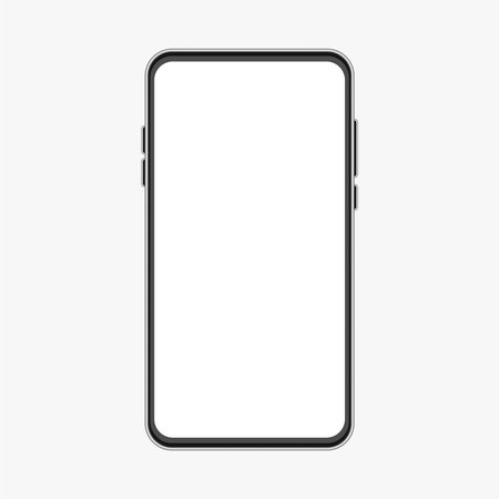 Modern Smartphone Device Silver Black Frame Vector Mockup Templateのイラスト素材