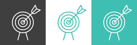 Target Dart Flat Line Strategy Accuracy Vector Icon Setのイラスト素材