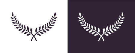 Laurel Wreath Leaf Feather Victory Celebration Symbol Isolated Vector Icon Illustrationのイラスト素材