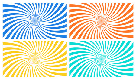 Radial Sunburst Wide Background Colorful Vector Setのイラスト素材
