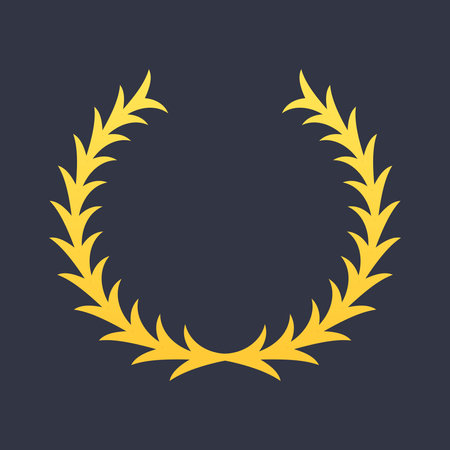Royal Golden Laurel Wreath Icon Isolated Vector Illustrationのイラスト素材