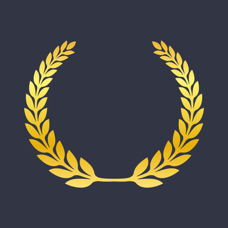 Golden Leaf Wreath Victory Symbol Icon Vector Illustrationのイラスト素材