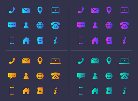 Colorful Business Contact Office Gradient Vector Icon Setのイラスト素材
