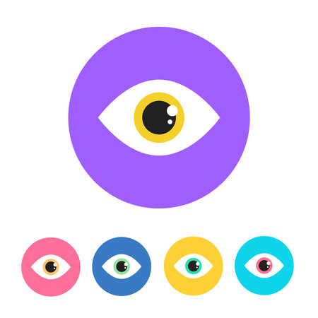 Colorful Flat Circular Eye Icon Vector Illustration Setのイラスト素材
