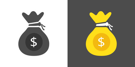 Dollar Money Cash Bag Black Yellow Isolated Vector Illustrationのイラスト素材