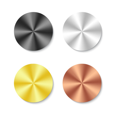 Gold Silver Copper Black Metal Circular Vector Icon Mockupのイラスト素材