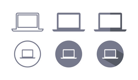 Flat Laptop Computer Device Flat Icon Set Vector Illustrationのイラスト素材