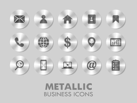 Metallic Circular Business Icon Set Vector Illustrationのイラスト素材
