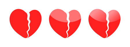 Broken Heart Red Styles Vector Icon Illustrationのイラスト素材