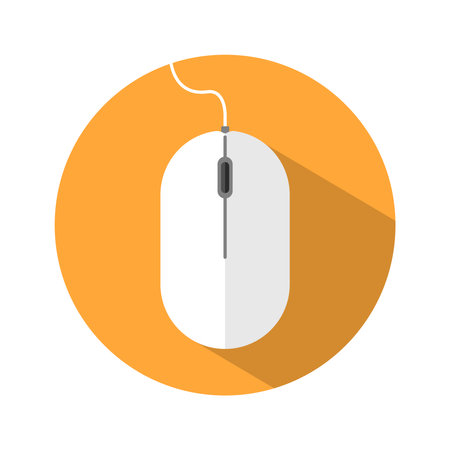 White Computer Mouse Circular Shadow Icon Isolated Vector Illustrationのイラスト素材
