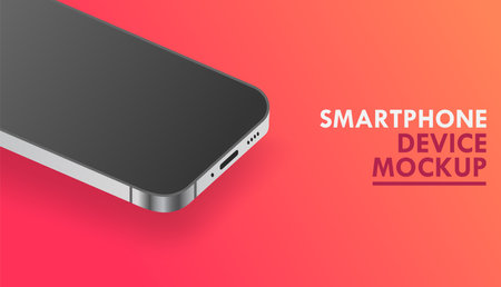 Isometric Smartphone Black Display Vector Mockup Template Bannerのイラスト素材