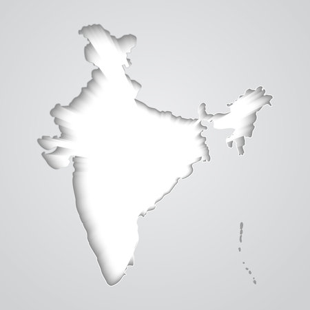 India Map Gray Shadow Cutout Vector Illustrationのイラスト素材