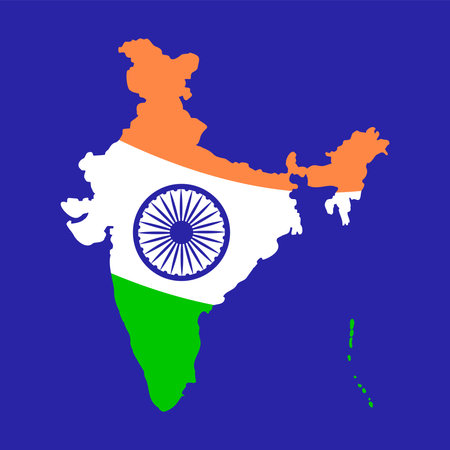 Tricolor India Map Isolated Vector Icon Illustrationのイラスト素材