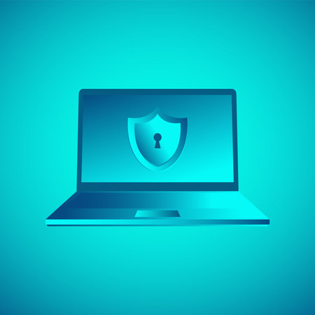Blue Laptop VPN Security Banner Mockup Vector Templateのイラスト素材