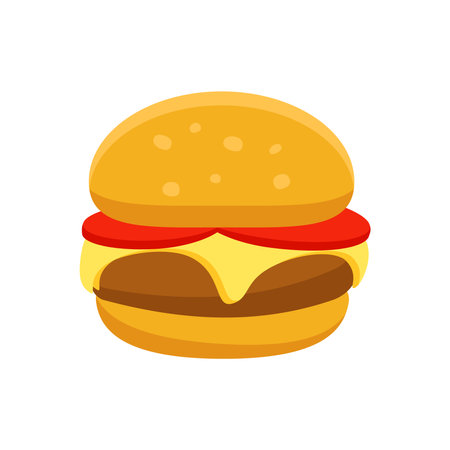 Cheese Burger Cartoon Icon Isolated Vector Illustrationのイラスト素材