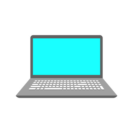 Flat Blue Screen Laptop Vector Illustrationのイラスト素材