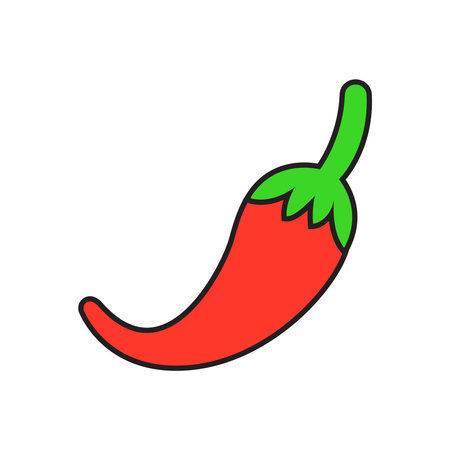 Flat Red Chili Isolated Vector Illustrationのイラスト素材
