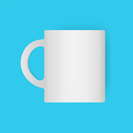 Realistic White Glossy Mug Vector Mockup Illustrationのイラスト素材