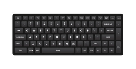 Black Keyboard Qwerty Keys Realistic Vector Illustrationのイラスト素材