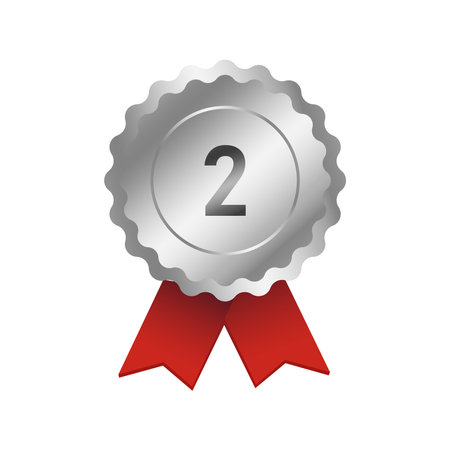 Shiny Silver Medal Second Place Isolated Vector Illustrationのイラスト素材