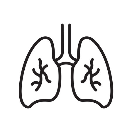 Lungs Hand Drawn Line Icon Isolated Vector Illustrationのイラスト素材