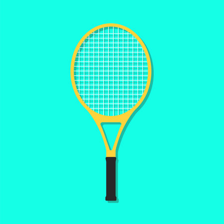 Yellow Badminton Racket Sports Equipment Shadow Vector Illustrationのイラスト素材