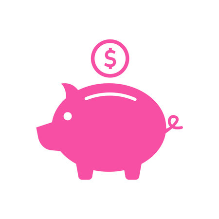 Pink Piggy Bank Dollar Icon Isolated Vector Illustrationのイラスト素材