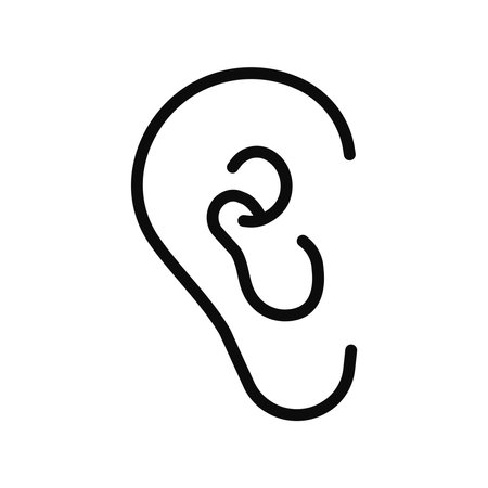 Human Ear Outline Style Icon Isolated Vector Illustrationのイラスト素材