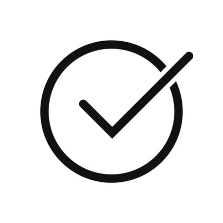 Correct Tick Mark Round Symbol Icon Isolated Vector Illustrationのイラスト素材