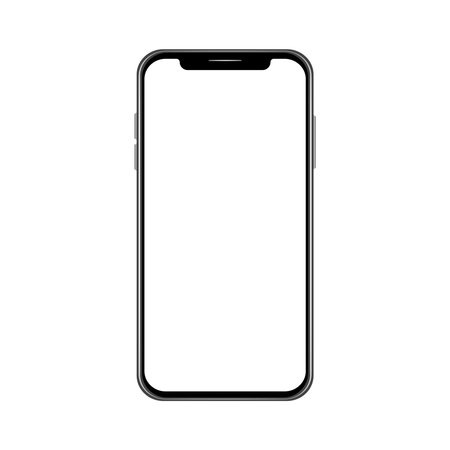 Smartphone Mobile White Display Black Frame Device Realistic Mockup Vector Illustrationのイラスト素材