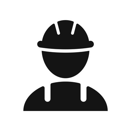 Construction Worker Silhouette Icon Isolated Vector Illustrationのイラスト素材