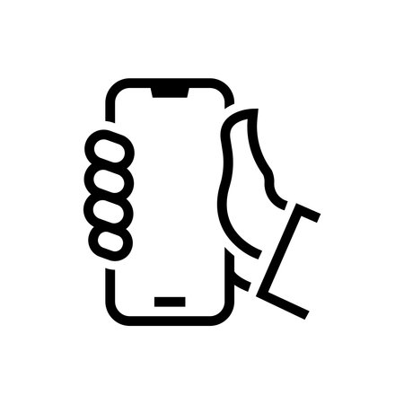 Mobile Phone Hold In Hand Flat Icon Vector Illustrationのイラスト素材