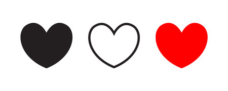 Black Red Heart Style Icons Vector Illustrationのイラスト素材