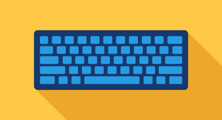 Flat Blue Keyboard Long Shadow Vector Illustrationのイラスト素材