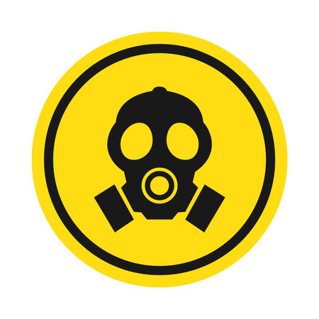 Toxic Gas Mask Yellow Symbol Isolated Vector Illustrationのイラスト素材