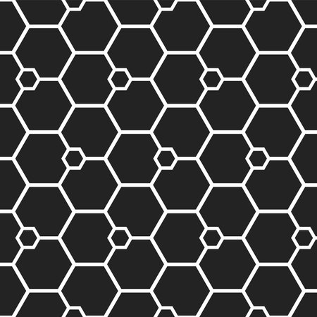 Black White Polygon Cell Pattern Vector Backgroundのイラスト素材