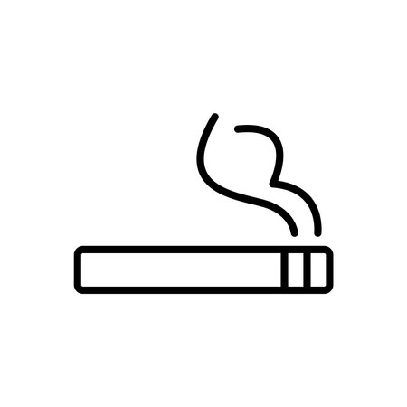 Cigarette Smoking Line Style Sign Icon Vector Illustrationのイラスト素材
