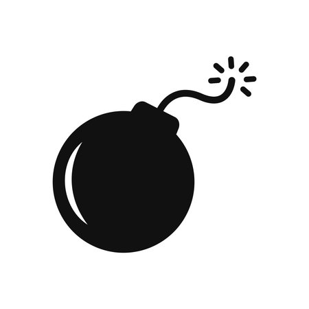 Bomb Flat Silhouette Icon Isolated Vector Illustrationのイラスト素材