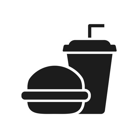 Burger Milk Shake Glyph Icon Isolated Vector Illustrationのイラスト素材