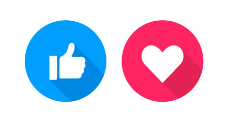 Thumbs Up Like Heart Round Shadow Icon Vector Illustrationのイラスト素材