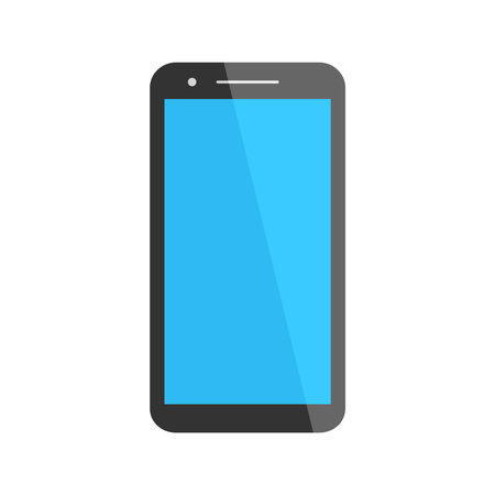 Flat Smartphone Icon Glossy Blue Display Vector Illustrationのイラスト素材