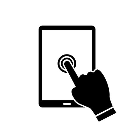 Tablet Touch Screen Hand Isolated Vector Icon Illustrationのイラスト素材