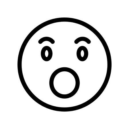 Surprised Face Line Emoji Icon Isolated Vector Illustrationのイラスト素材