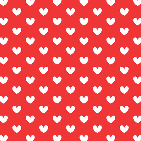 White Red Heart Repeat Pattern Background Vector Illustrationのイラスト素材