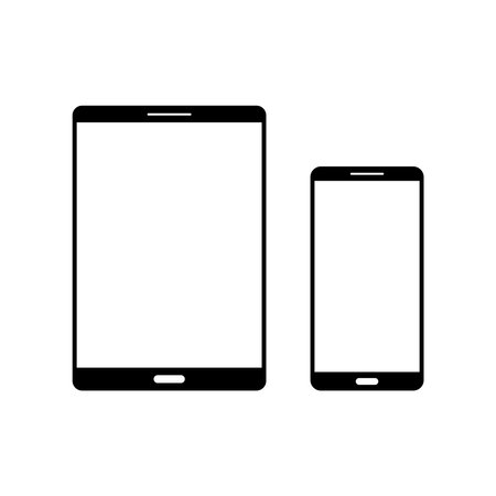 Tablet Phone Flat Devices White Display Mockup Vector Designのイラスト素材